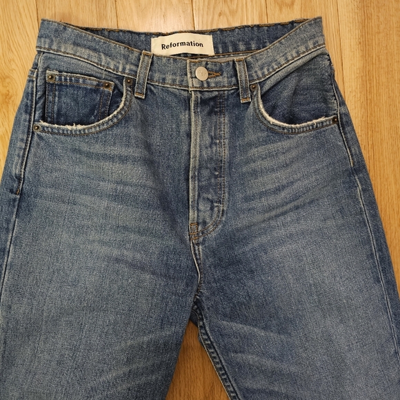Reformation Cynthia High Relaxed Straight Leg Denim Jeans Blue San Lucas size 25 - Picture 5 of 11